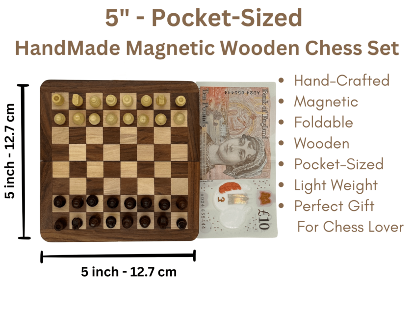 Handcrafted Wooden Magnetic Travel Chess Set