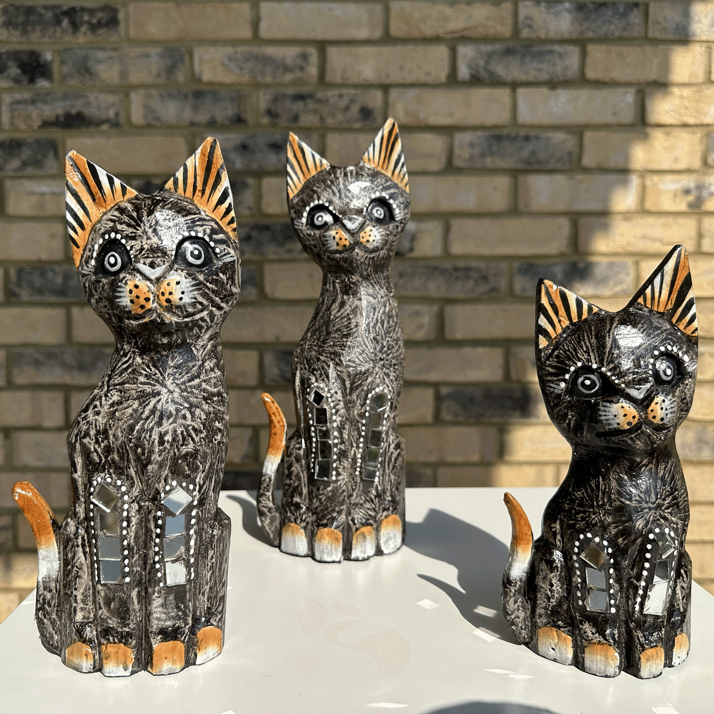 Wooden Cat Sculpture, Cat Statue, Cat Figurine, wooden sculptures decor (Black - 25 cm) - Image 4