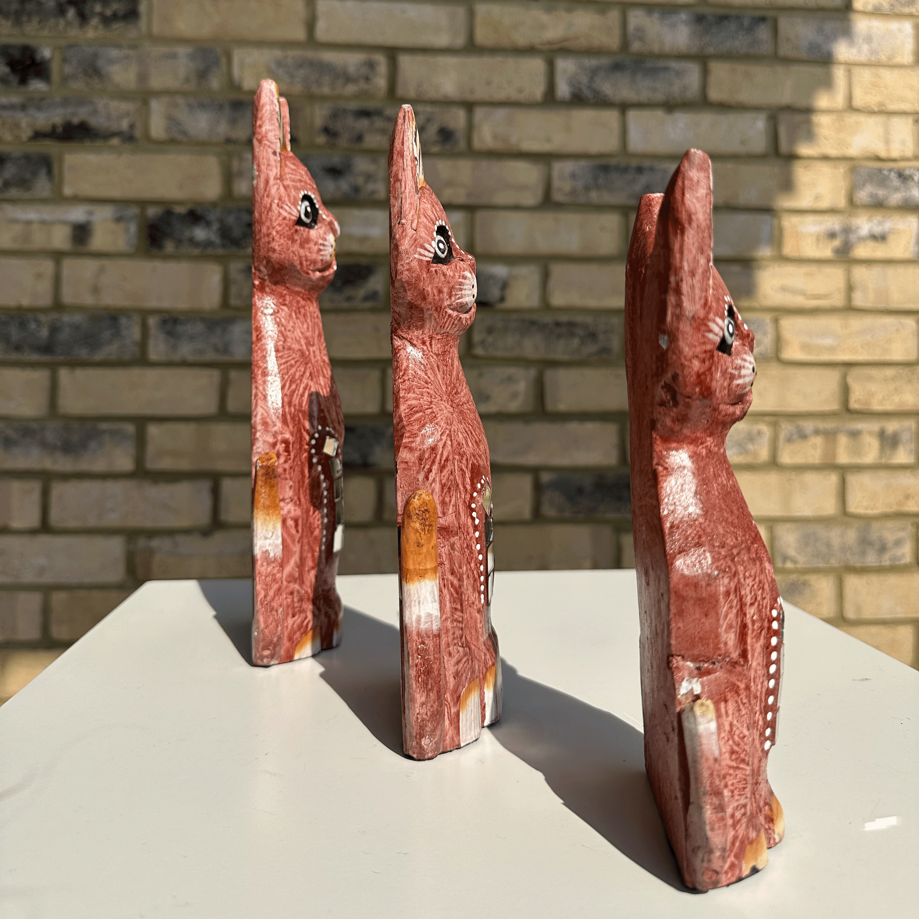 Wooden Cat Sculpture, Cat Statue, Cat Figurine, wooden sculptures decor (Pink - 25 cm) - Image 3